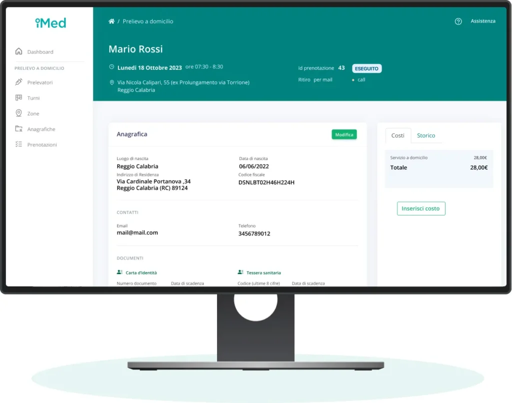 Desktop mostra schermata del backoffice di iMed, punto centrale per la gestione dei servizi sanitari.